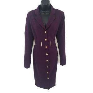 Calvin Klein Size Purple Gold Button Dress Coat